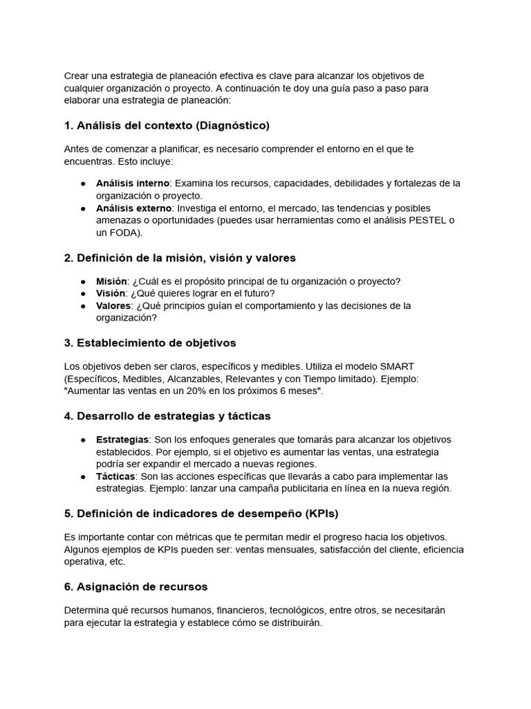 Guía para una Planeación Estratégica Efectiva | PDF | Planificación ...