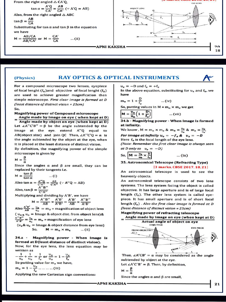 Magnification in Optical Instruments | PDF | Optics | Light