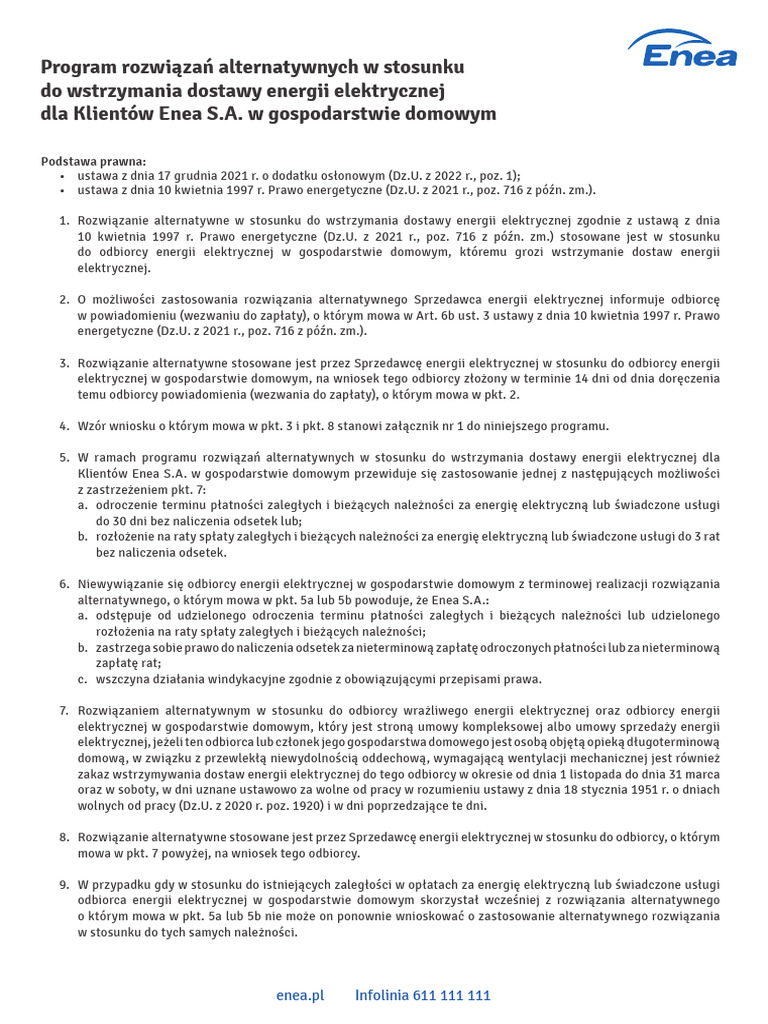 Program Rozwiazan Alternatywnych Enea 150222 | PDF