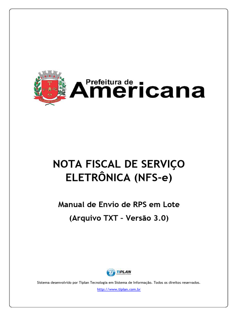 Manual de Envio de RPS em Lote NFS-e | PDF | Recibo | Brasil