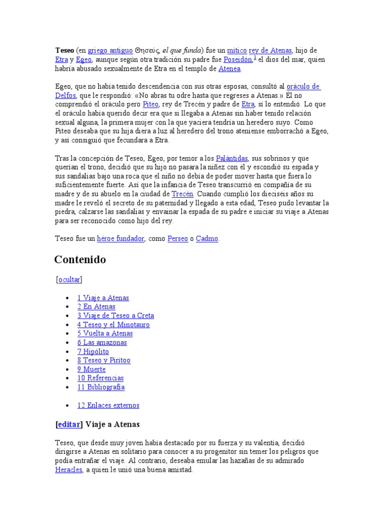 Teseo | PDF | Teseo | Mitología griega