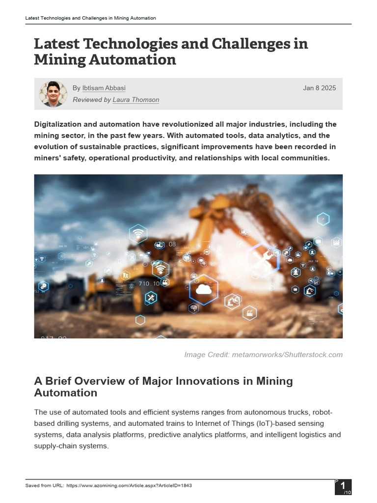 Mining Automation: Innovations & Challenges | PDF | Artificial ...