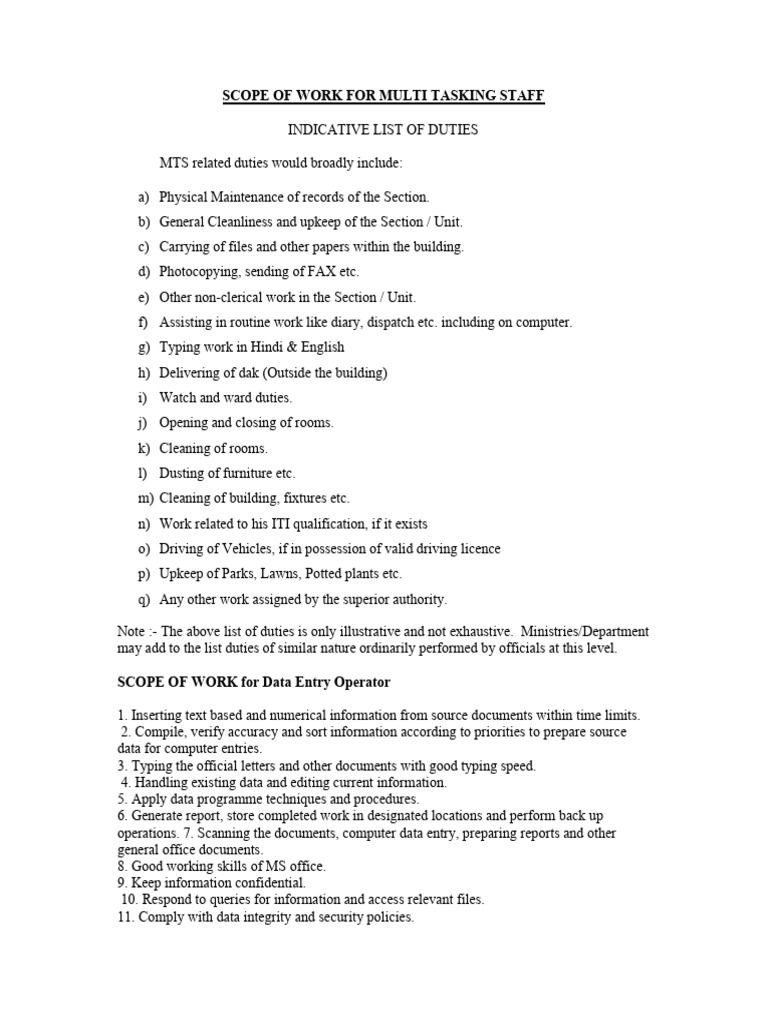Multi-Tasking Staff & Data Entry Duties | PDF | Data | Image Scanner