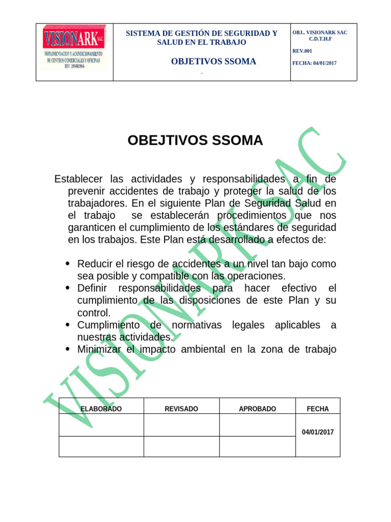 Plan de Seguridad y Salud Laboral | PDF