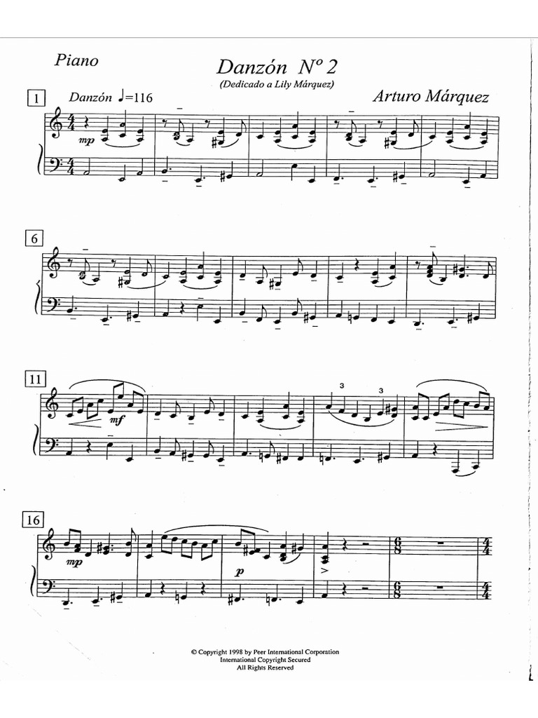 Danzon Marquez Piano Pdf
