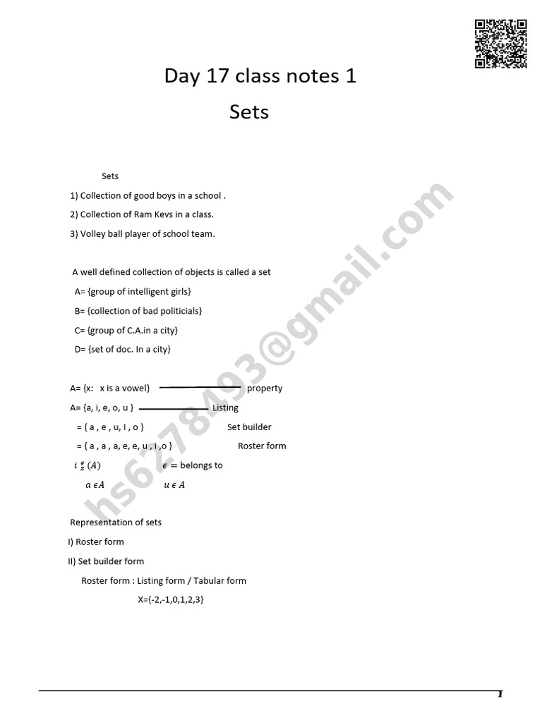 Sets Lecture - 1 Notes | PDF | Mathematical Concepts | Mathematics