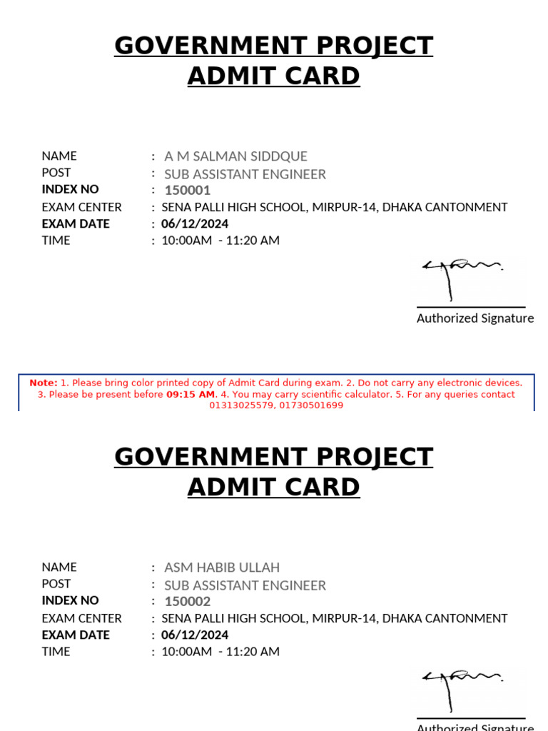 Admit Card Instructions for Exam 2024 | PDF | Mathematics | Applied ...