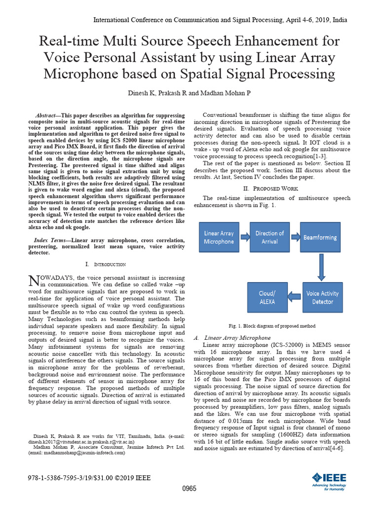 Real-time Speech Enhancement Algorithm | PDF | Microphone | Sensor