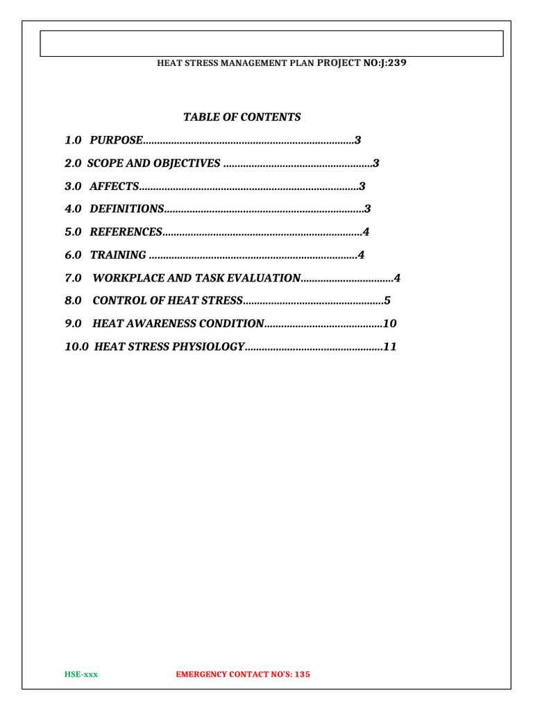 Heat Stress Management Plan Guide | PDF | Hyperthermia | Dehydration