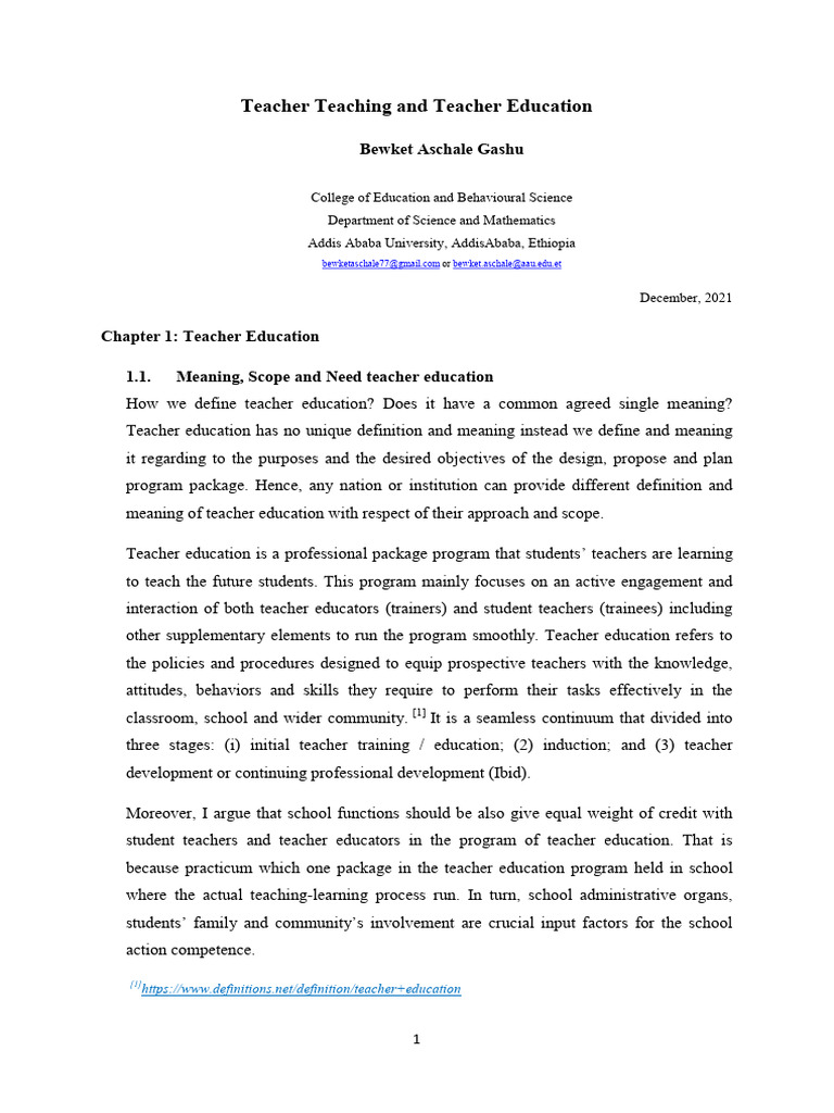 Teacher Education: Scope and Quality Insights | PDF | Teacher Education ...