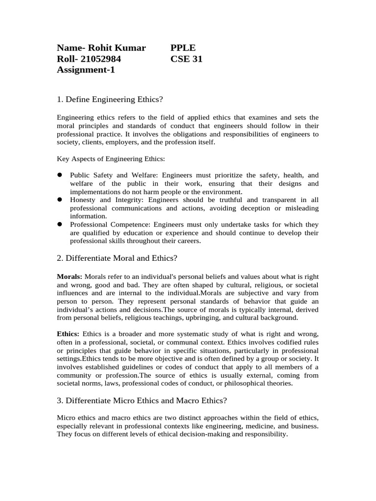 Understanding Engineering Ethics Concepts | PDF | Morality | Autonomy