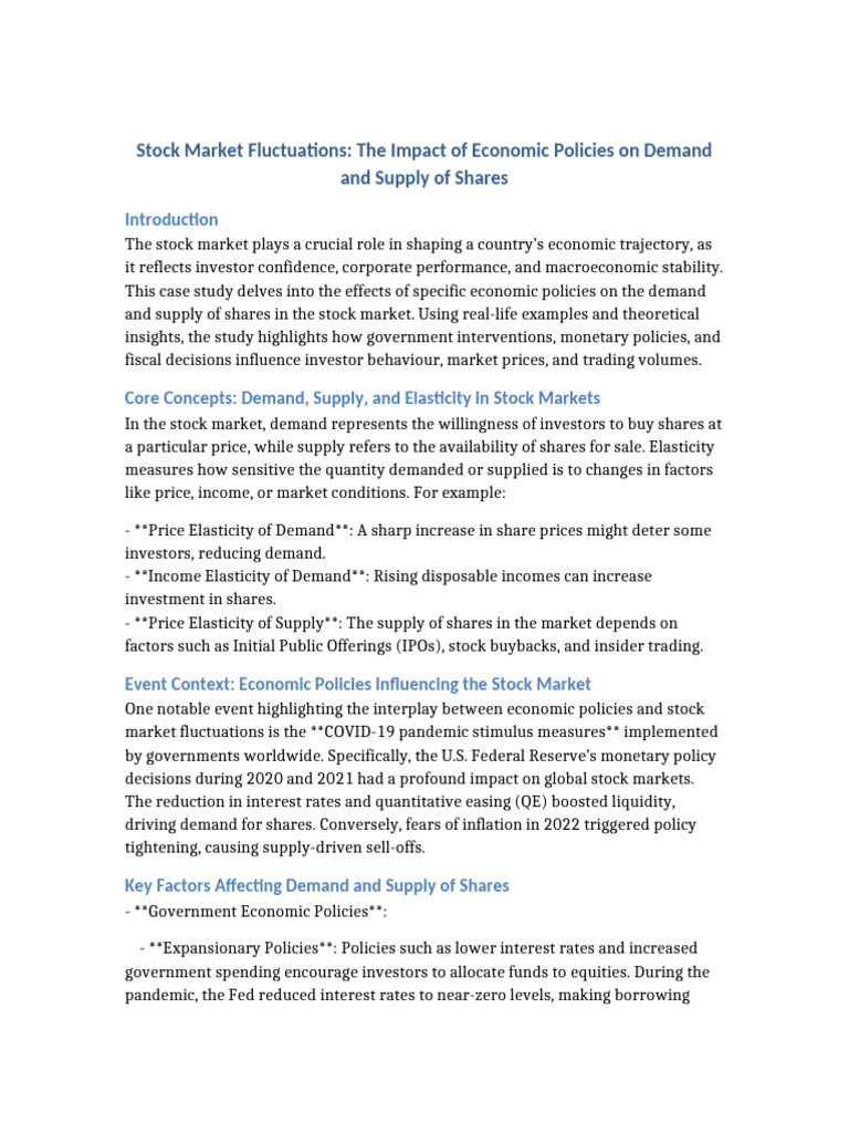 Economic Policies and Stock Market Dynamics | PDF | Monetary Policy ...