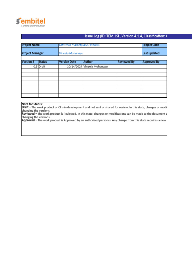 Ultratech Marketplace Issue Log | PDF | Information Technology ...