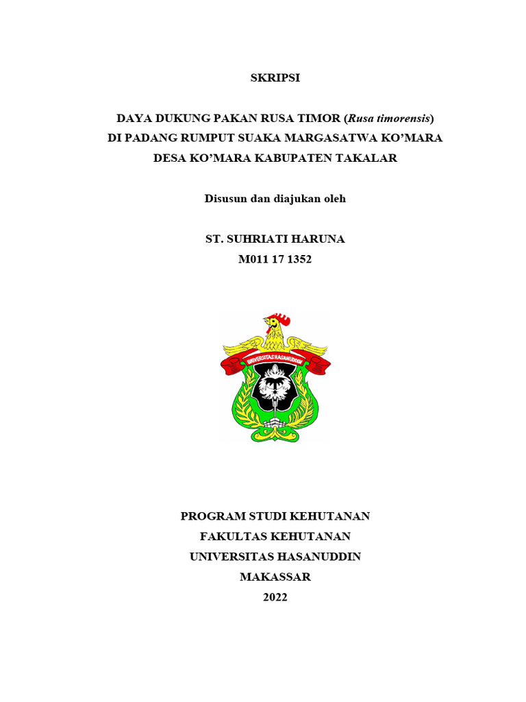 Daya Dukung Pakan Rusa Timor di Ko’mara | PDF