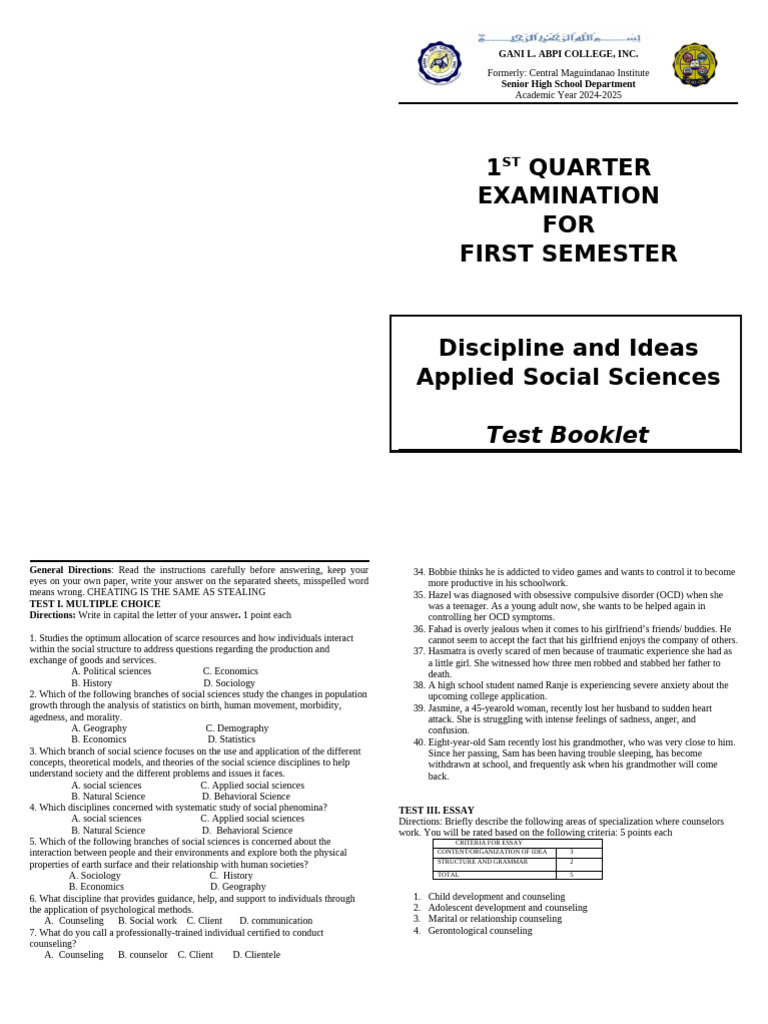 DIASS Booklet | PDF | Social Sciences | Science