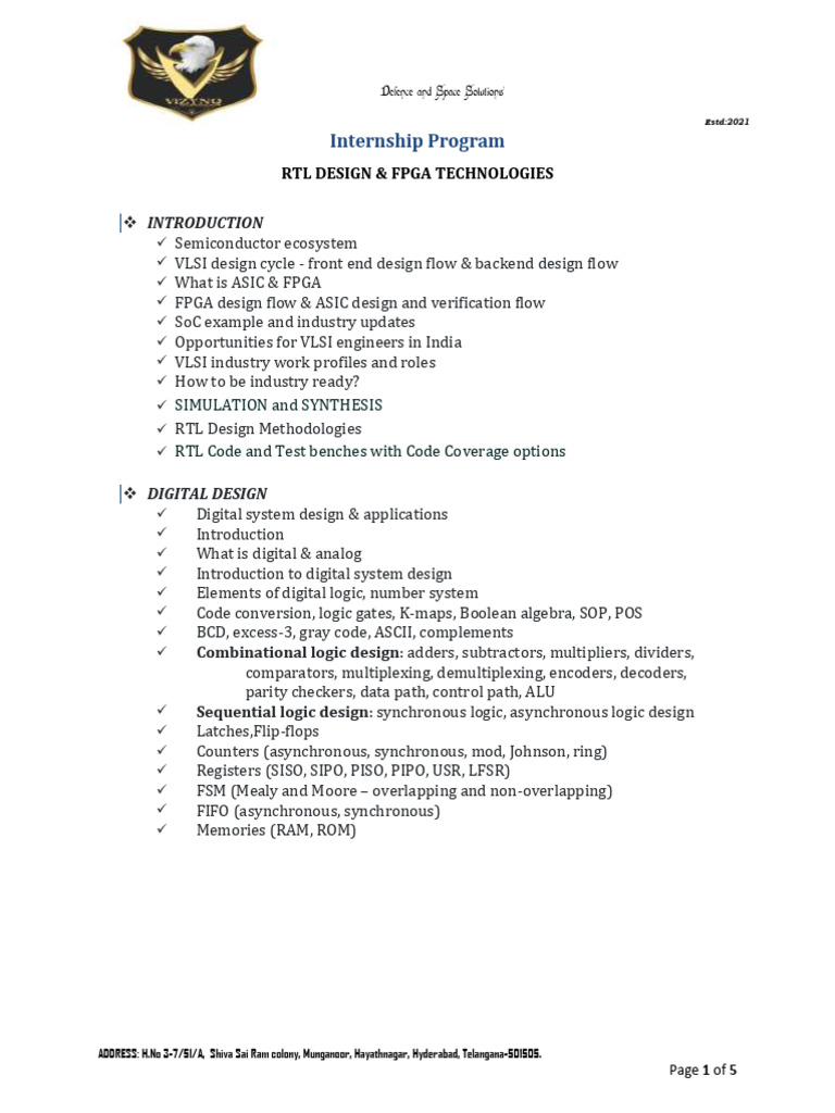 VLSI Internship Program Overview | PDF | Vhdl | Hardware Description ...