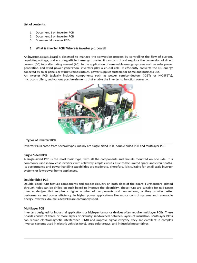 Inverter PCB Types and Applications | PDF | Printed Circuit Board ...