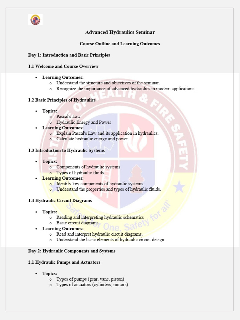 Advanced Hydraulics Seminar Overview | PDF | Pump | Actuator