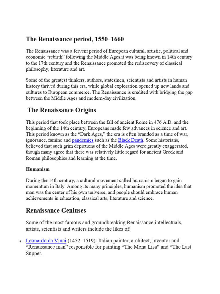 Group 2. Early - Rennaissance Period | PDF | Renaissance | Protestantism