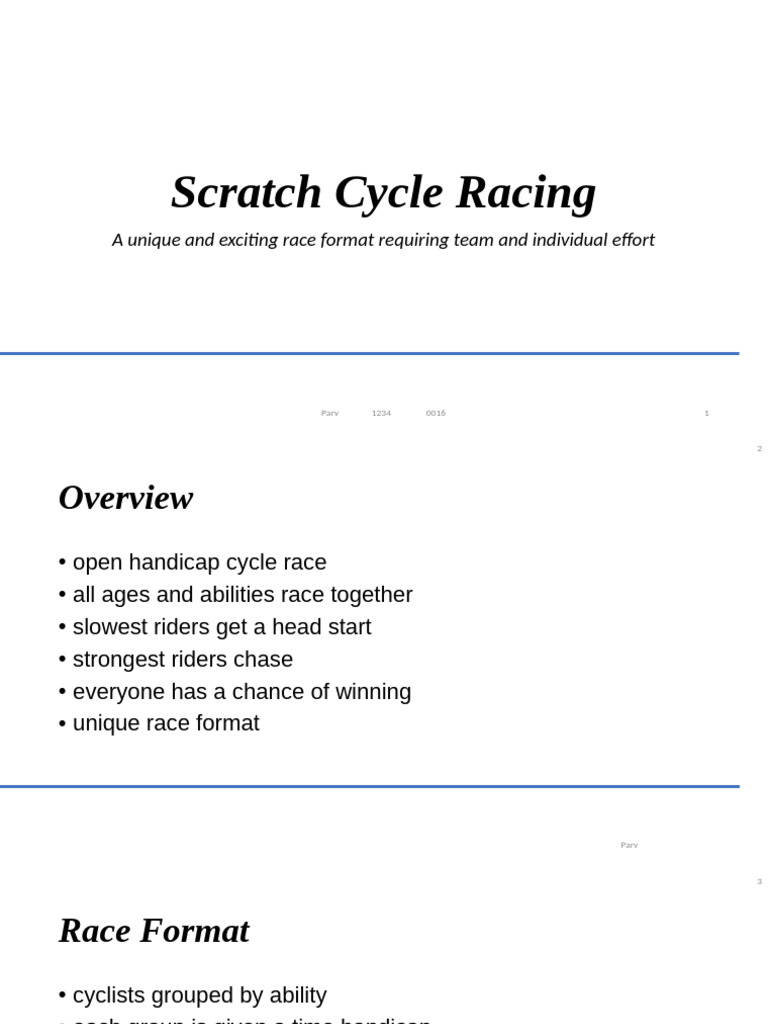 Scratch Cycle Racing Explained | PDF | Handicapping | Cycle Sport