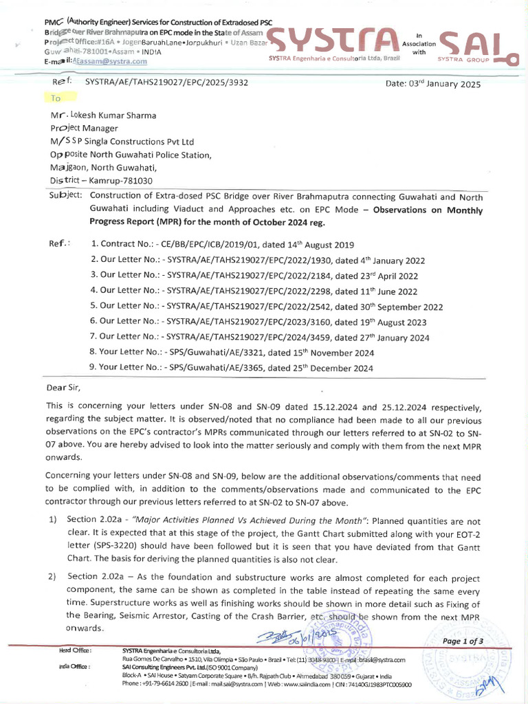P-324-AE Letter No. 3932 03.01.2024-Observation On MPR-OCT-2024 | PDF