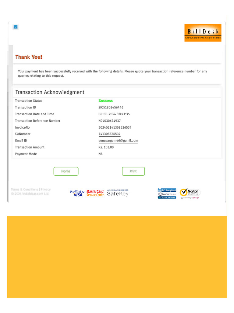 Successful Transaction Acknowledgment | PDF