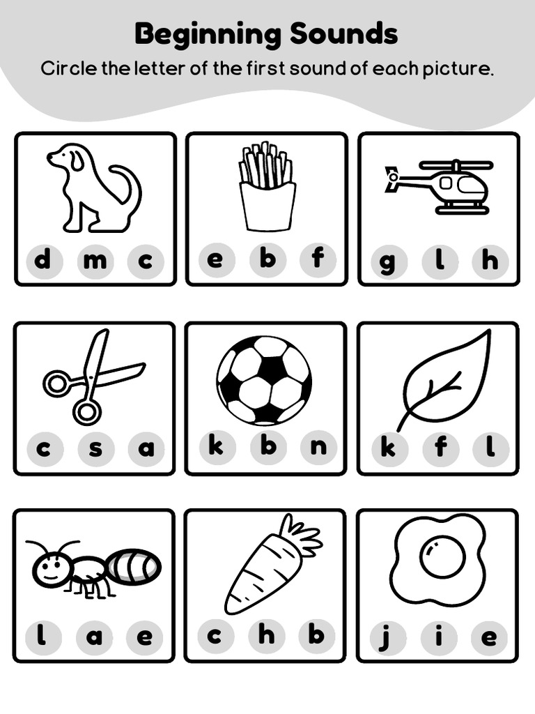 Beginning Sounds Activity Worksheet | PDF
