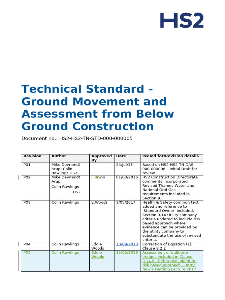 HS2 HS2 TN STD 000 000005 - P05 | PDF | Deformation (Engineering) | Tunnel