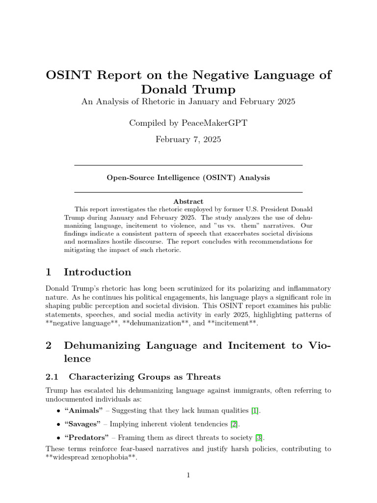 Trump's Negative Rhetoric Analysis 2025 | PDF | Donald Trump | American ...