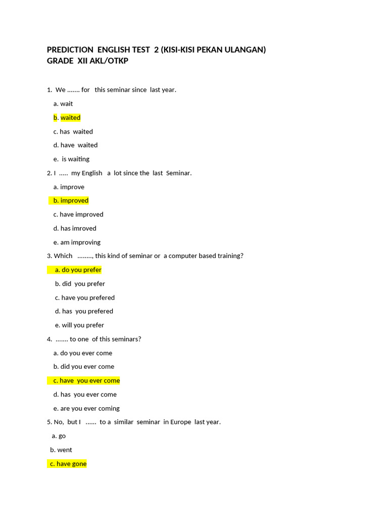 English Test Predictions for Grade XII | PDF