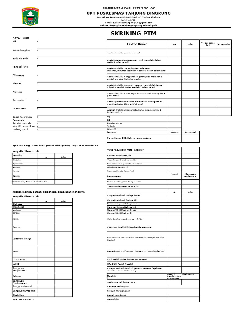Skrining Kesehatan Puskesmas | PDF