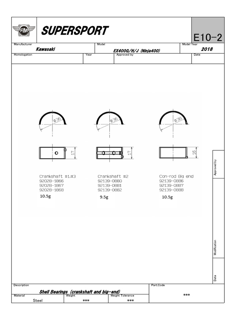E10-02 Ex400g+h+j Shell Bearing | PDF
