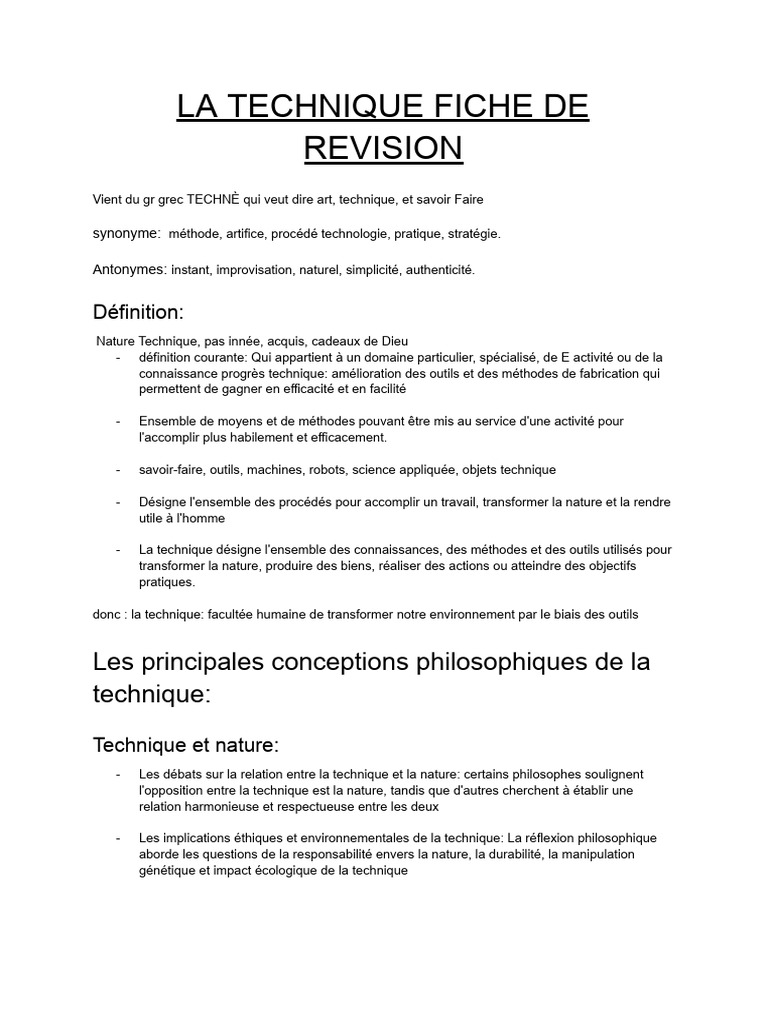 Révision sur la philosophie de la technique | PDF | La nature | Prométhée