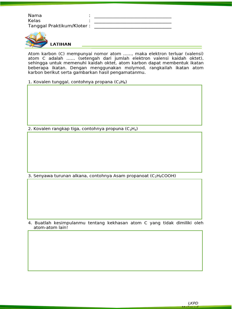 Praktikum Ikatan Atom Karbon dengan Molymod | PDF