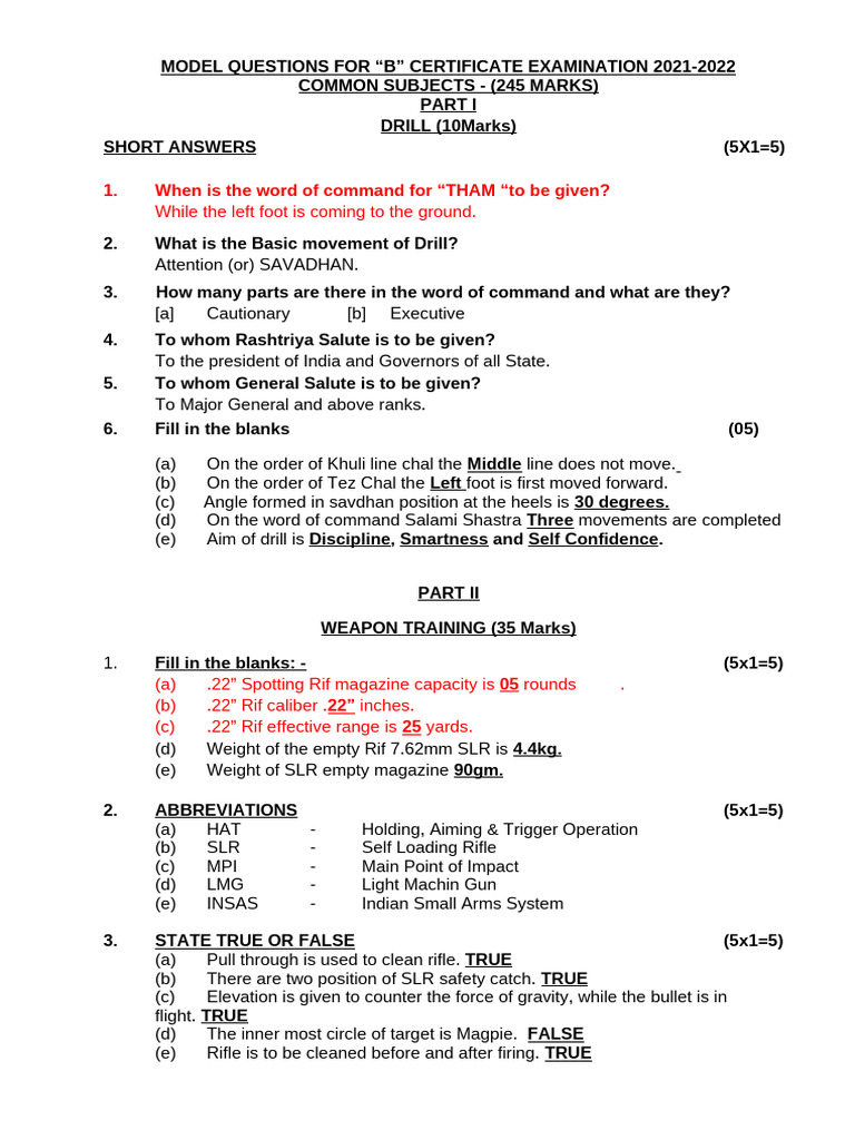 B Cert Master Copy 2021-2022 | PDF | Rifle | Compass