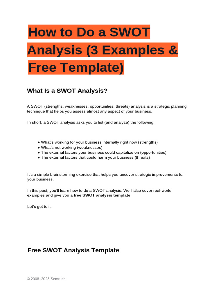 HO - How To Do A SWOT Analysis | PDF | Swot Analysis