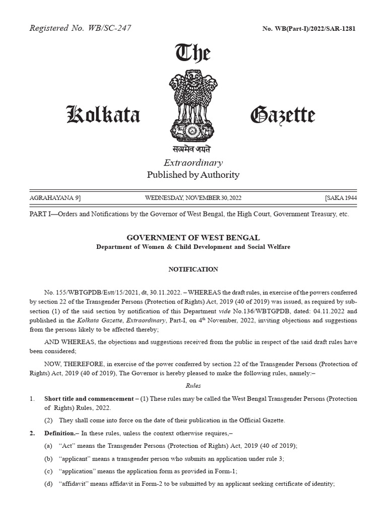 Order For Transgender | PDF | Identity Document | Transgender