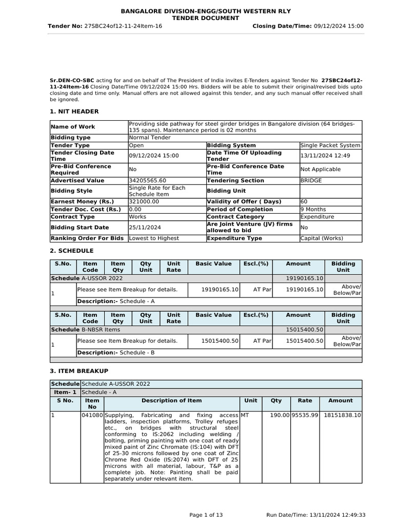 Tender for Bridge Pathway Work | PDF | Limited Liability Partnership ...