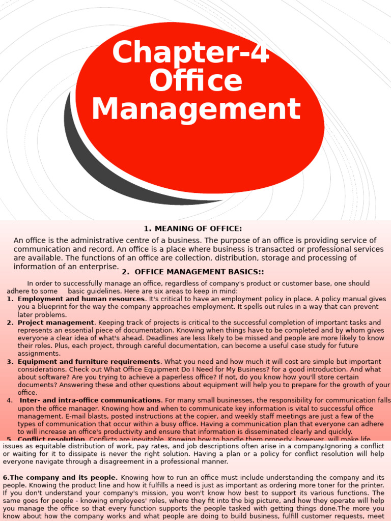 Office Management Essentials Explained | PDF | Information | Communication