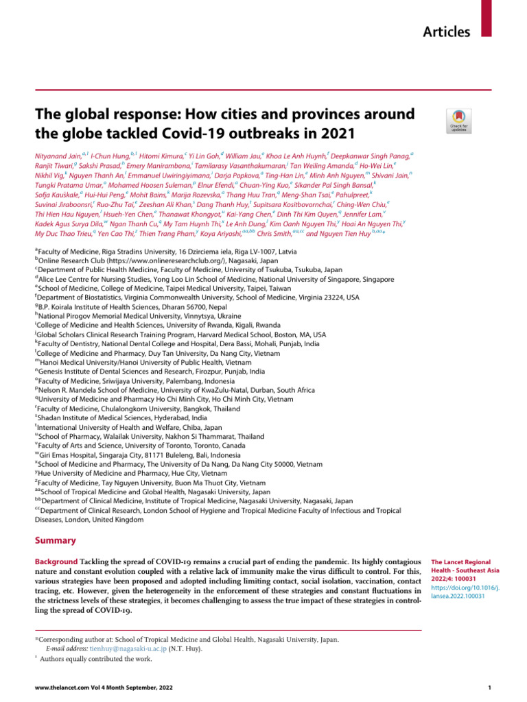 (Ch15) Reading - Cities Tackling Covid 19 | PDF | Infection | Virus