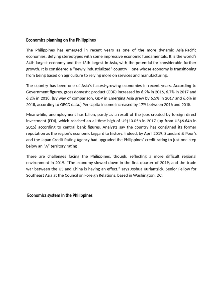 Economic Growth in the Philippines | PDF
