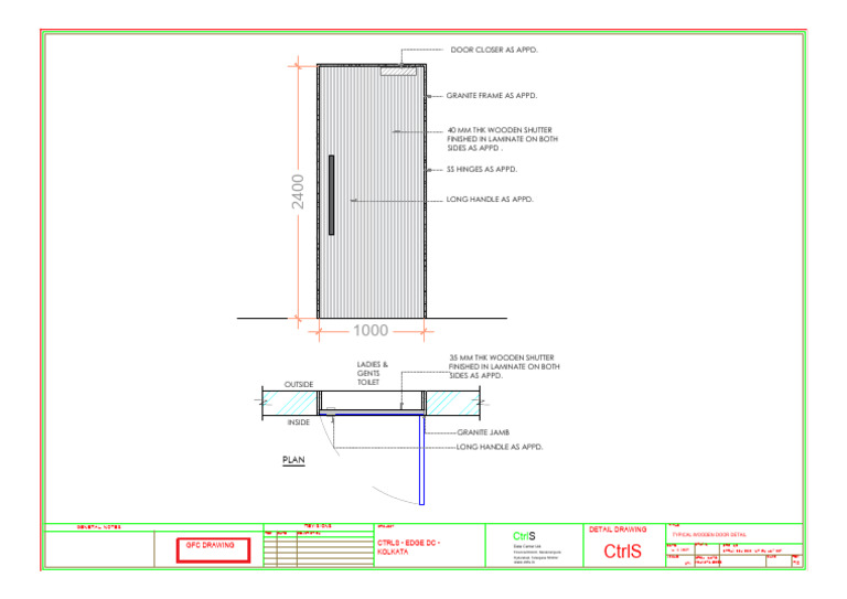 Typical Wooden Door Detail Drawing | PDF | Door | Civil Engineering