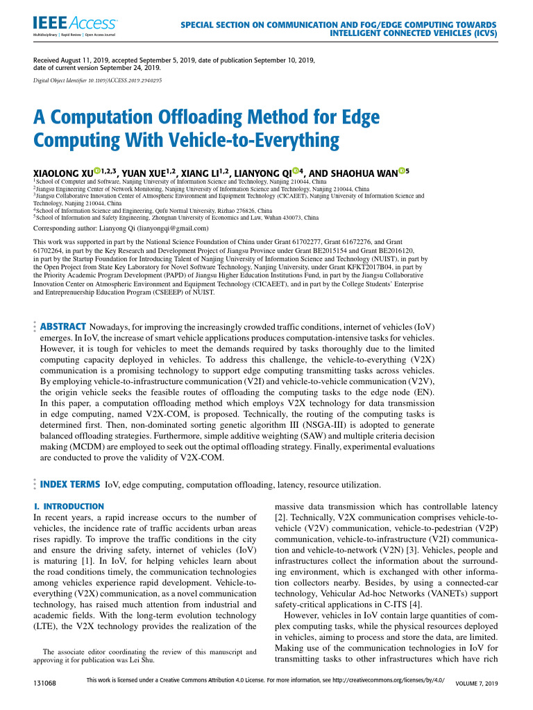 A Computation Offloading Method For Edge Computing With Vehicle-to ...