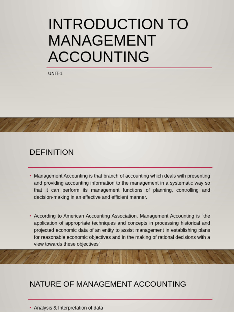 Management Accounting Unit -1 | PDF | Cost Accounting | Management ...