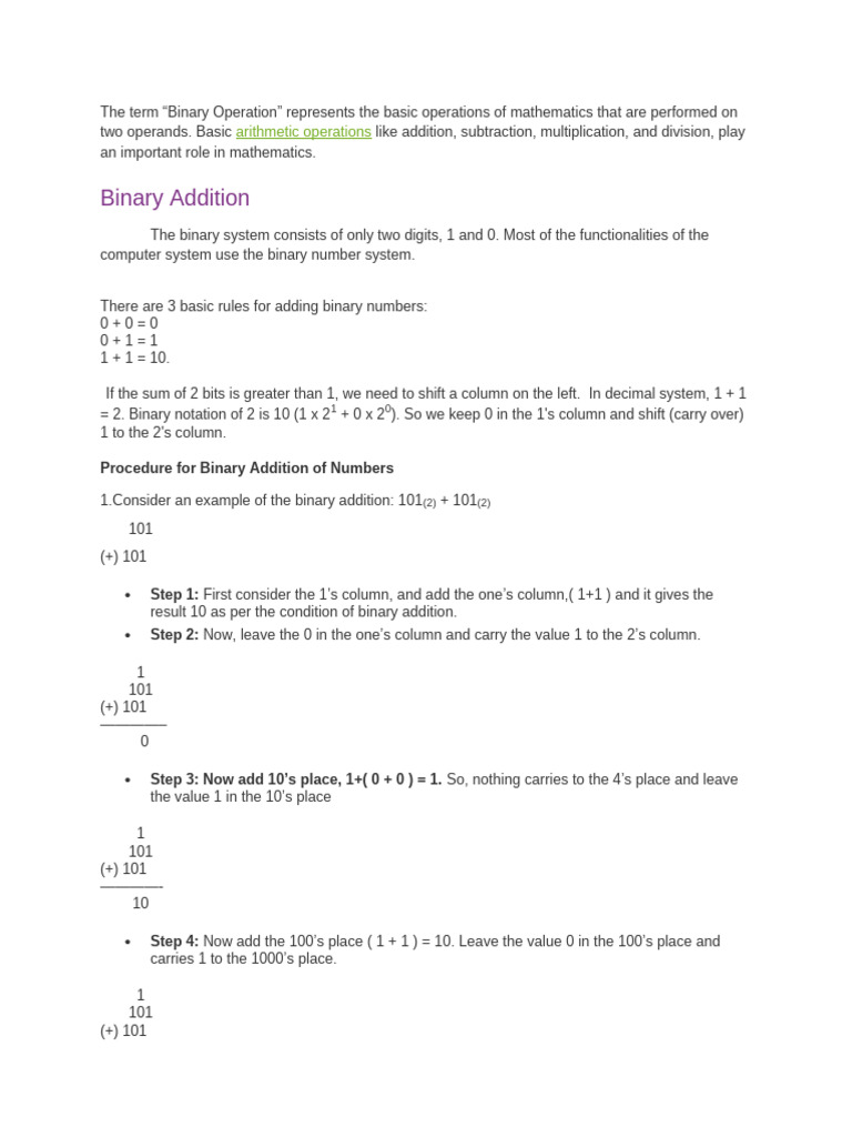 Unit 2-Binary Arithmetic | PDF | Subtraction | Division (Mathematics)