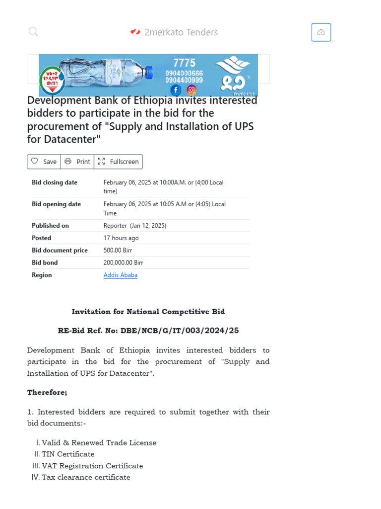 UPS Supply Bid for DBE Datacenter | PDF | Procurement