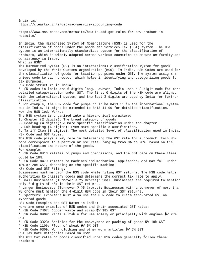 Understanding HSN Codes for GST in India | PDF | Taxes | Government ...