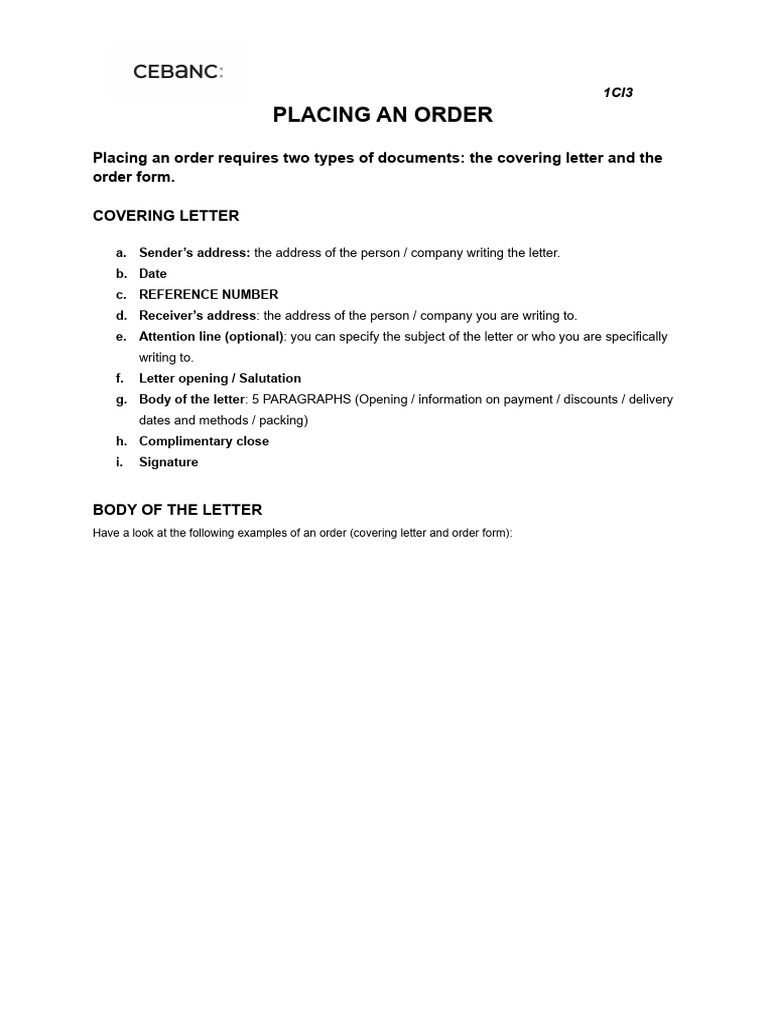 Placing An Order | PDF