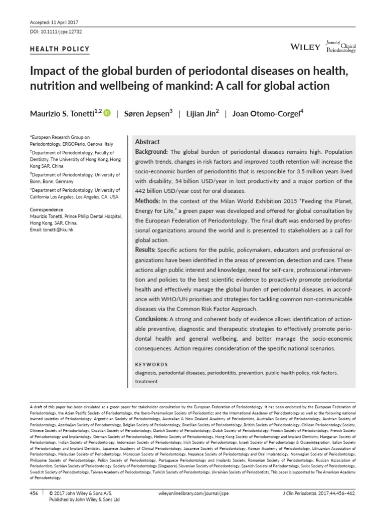 Global Action on Periodontal Health | PDF | Periodontology | Human Tooth