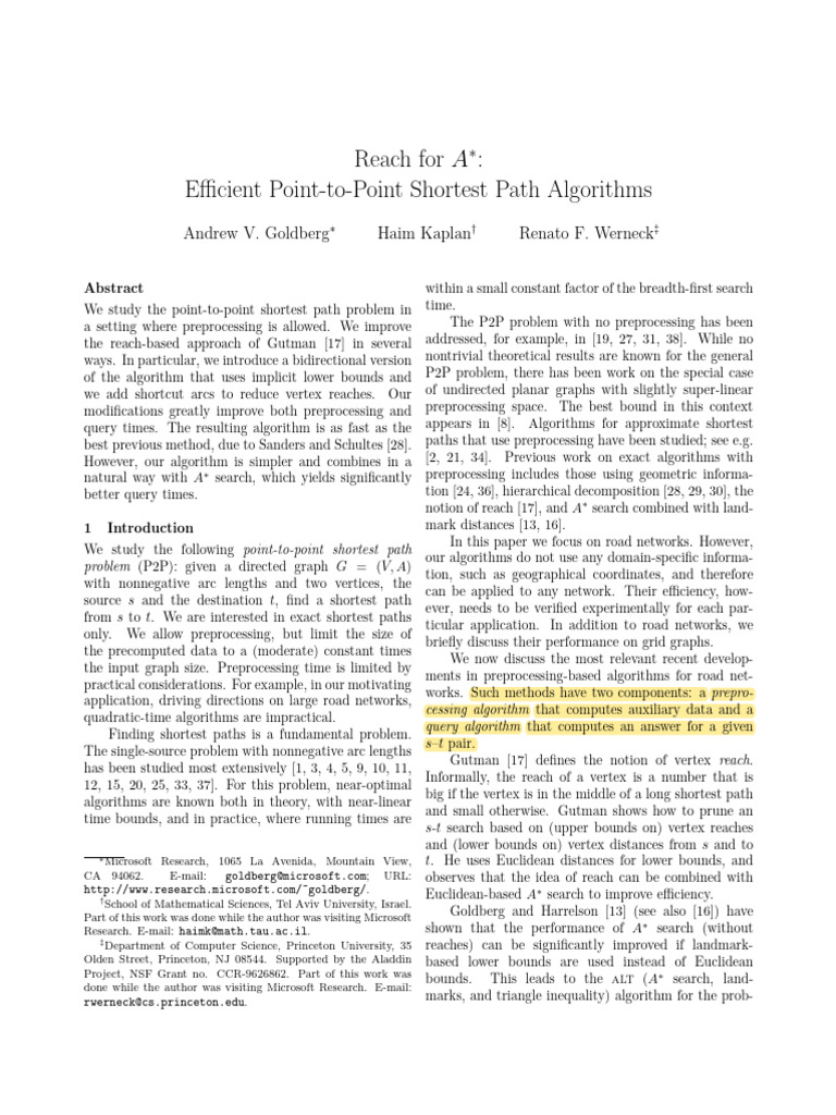 Efficient Shortest Path Algorithms | PDF | Vertex (Graph Theory ...